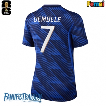 Franța Ousmane Dembele #7 Echipament de Fotbal Replică Mondial 2026 Femei Acasa
